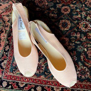 NEW! Peach/Pink Espadrille Wedge Platform Sandals, Linen/Jute, sz. 8.5